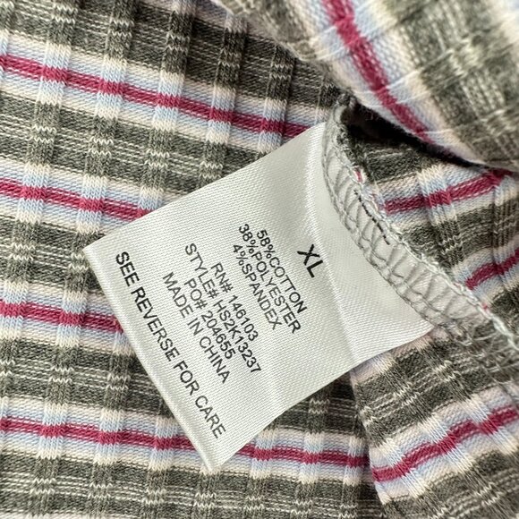NEW! Hippie Rose Ribbed Henley Knit Top Striped V-Neck XL Cotton Blend Short Sle - Picture 5 of 9